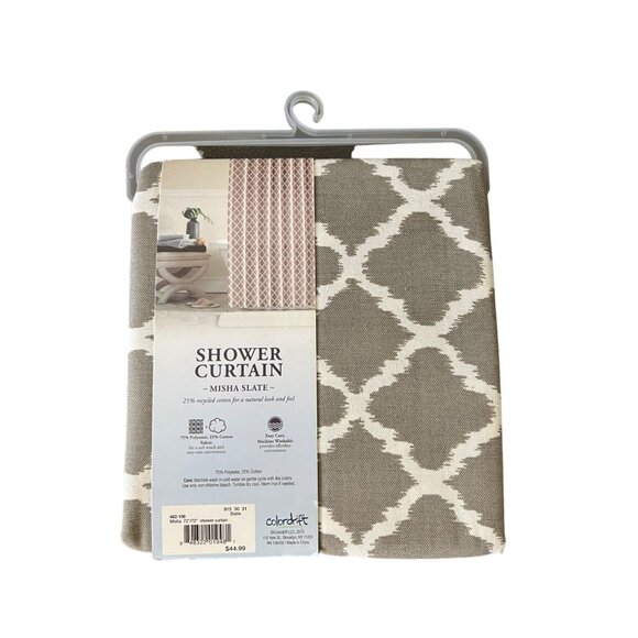 Misha Slate Diamond Pattern Shower Curtain - Picture 3 of 4